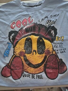 Embellished Smiley Face Top